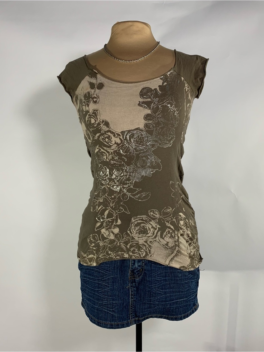 Guess Off Shoulder Floral Graphic Top Y2K Large - Picture 3 of 14